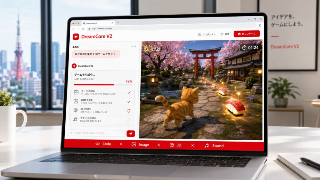 DreamCore V2公開、自然言語でブラウザゲームを生成してすぐ共有できるAIゲーム基盤へ