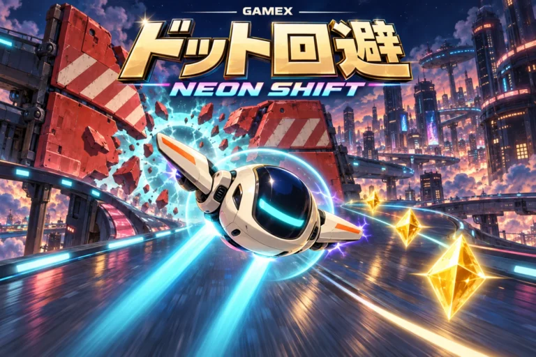 ドット回避 無料ブラウザゲーム|NEON SHIFT・3レーン回避アクション